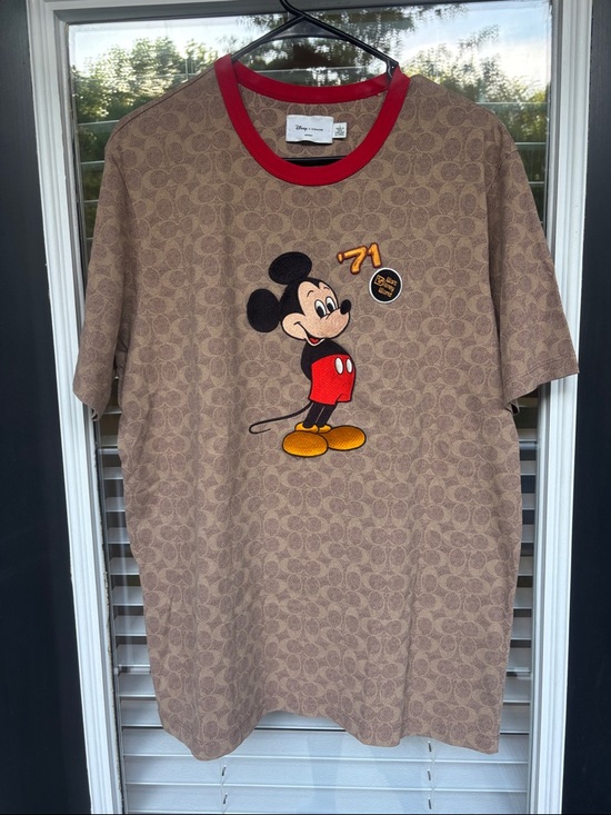 Disney coach Other - Disney Coach-Inspired Brown Logo Mickey Short Sleeve Tee with Red Trim